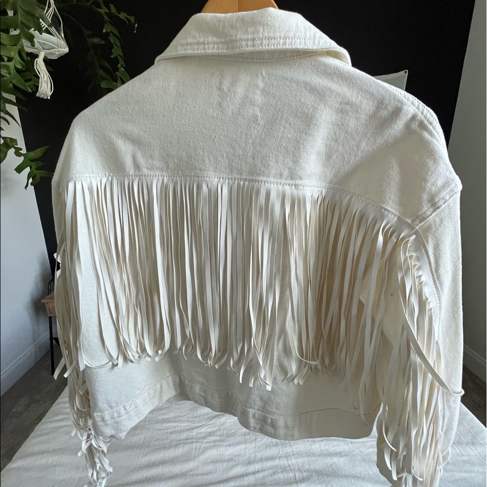 Denim & Fringe winter white jacket